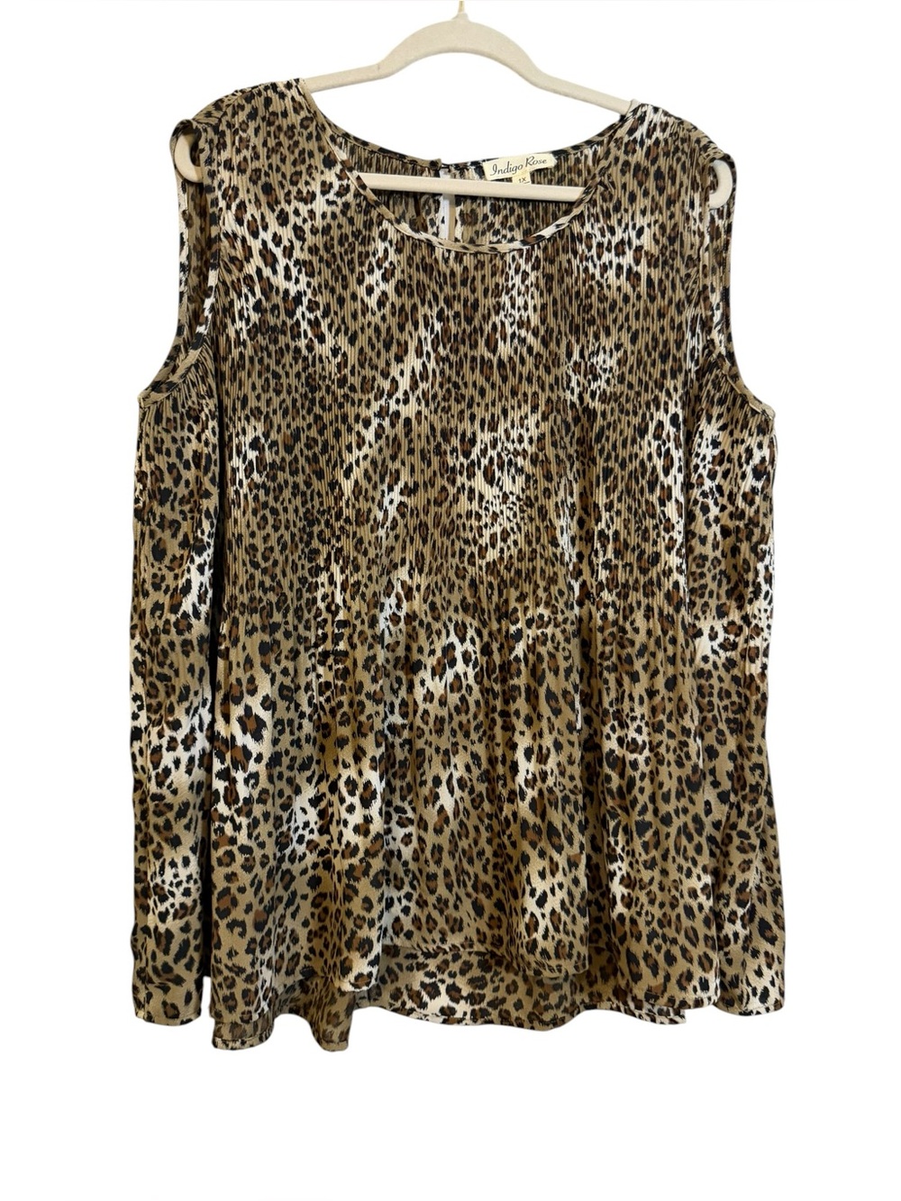 Indigo Rose Leopard Print Plisse' Tank sz 1X